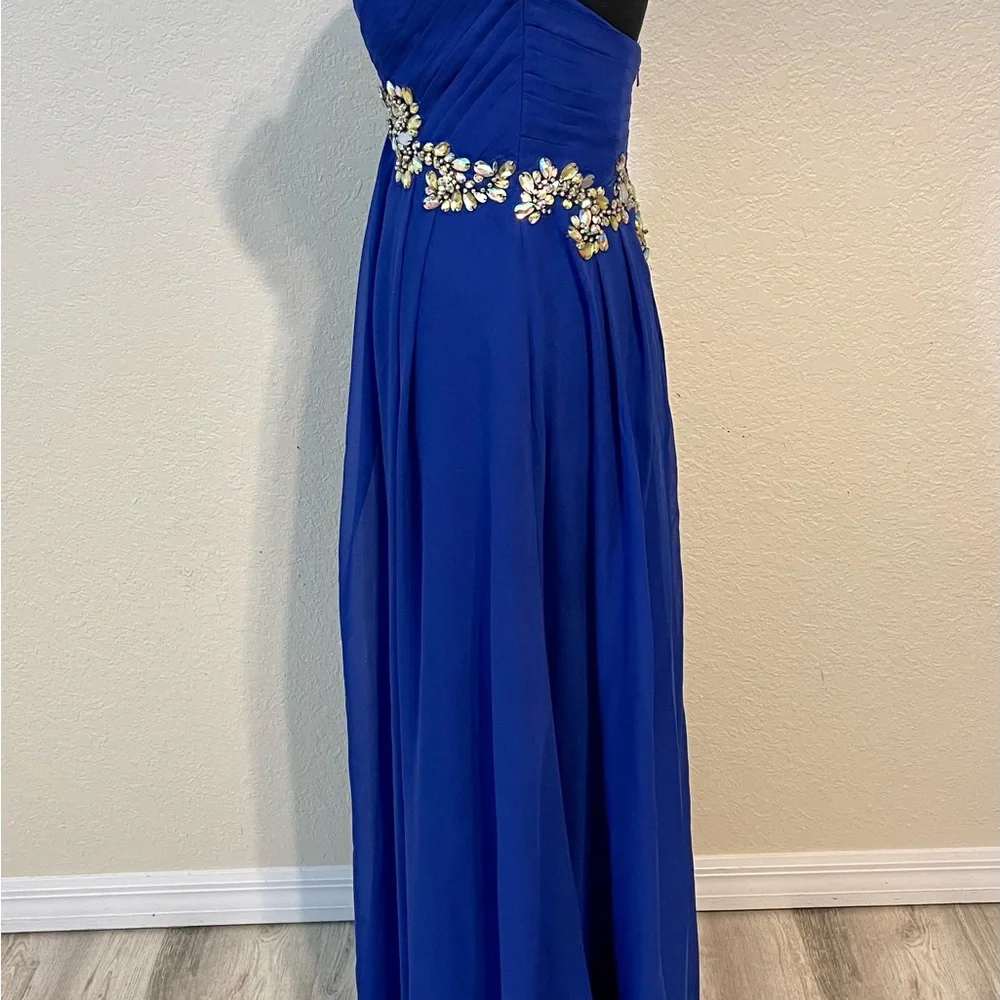 Blush Prom by Alexia Long Royal Blue Strapless Dress With Rhinestone Bustier - 4 - Picture 10 of 11